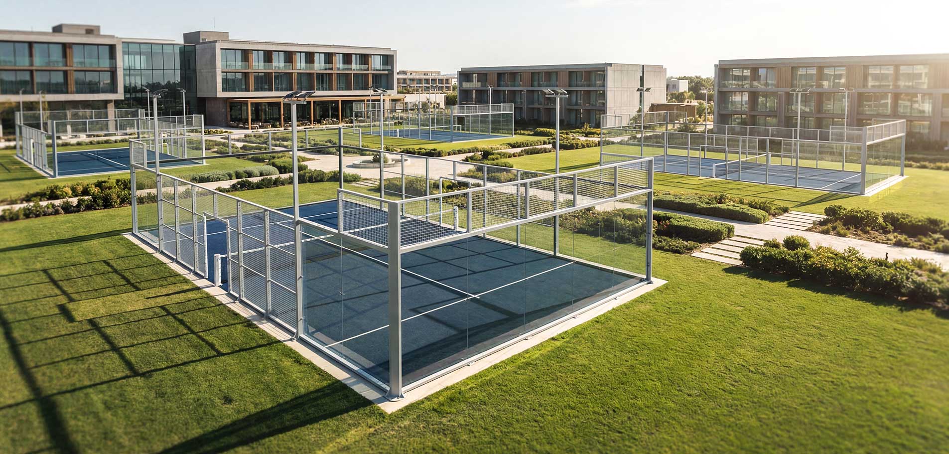 Padel court built by converting an existing tennis court